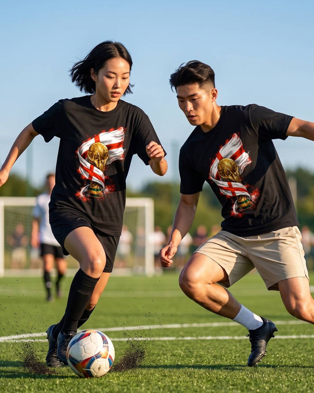 T-shirt Unisexe Fan Angleterre Mondial 2026 Drapeau Trophée Éclaboussures