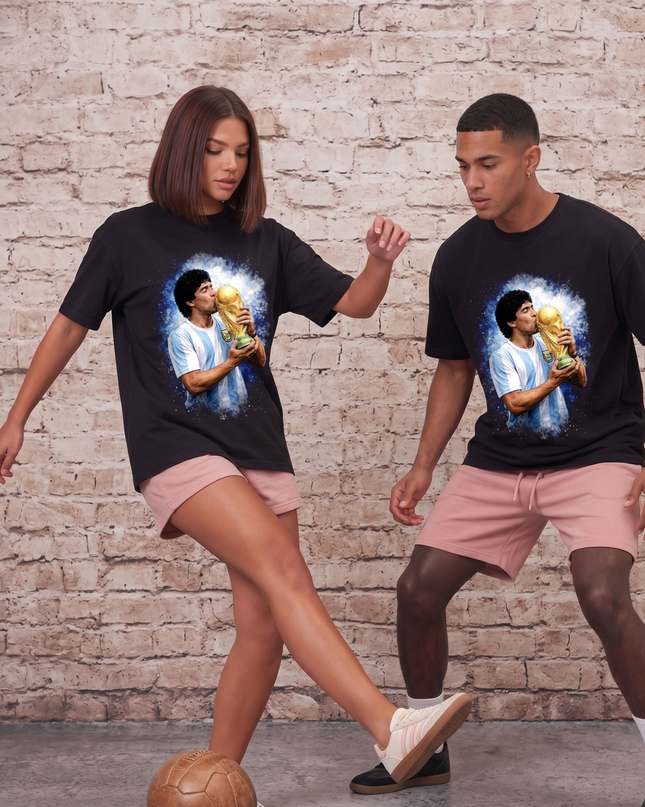 T-shirt Fan Argentine Baiser Coupe du Monde Diego Maradona