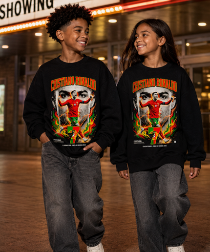 Cristiano Ronaldo Portugal Classificado Copa do Mundo 2026 Kids Fan Crewneck