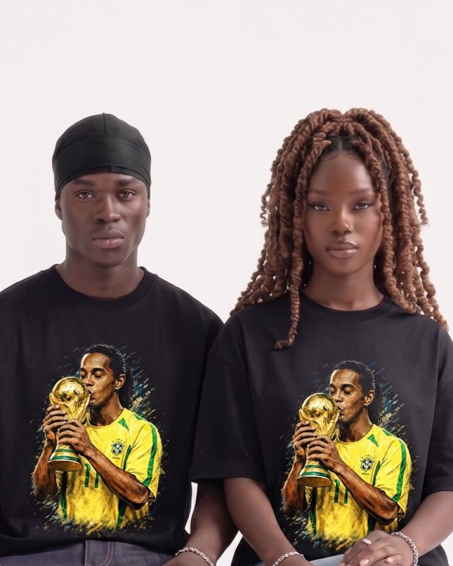 Ronaldinho #11 Brazil World Cup Trophy Kiss Unisex Fan T-Shirt