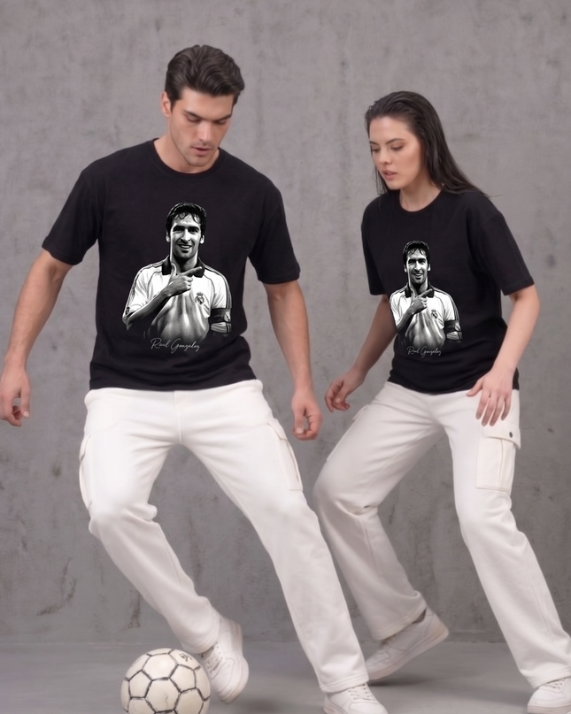 T-shirt unisexe Raul Gonzalez Espagne Légende Real Madrid Signature Fan