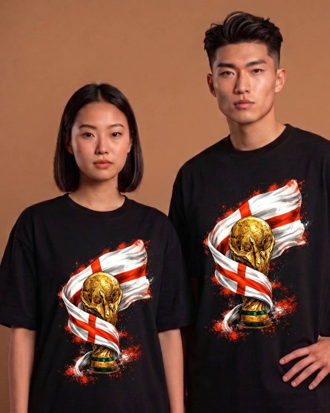 T-shirt Unisexe Fan Angleterre Mondial 2026 Drapeau Trophée Éclaboussures