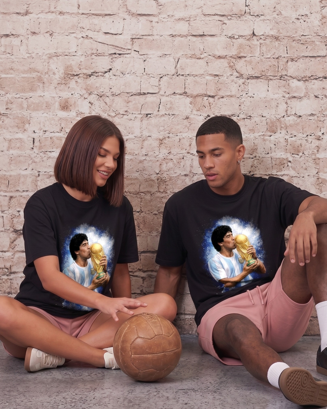 T-shirt Fan Argentine Baiser Coupe du Monde Diego Maradona