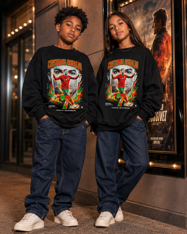Cristiano Ronaldo Portugal Classificado Copa do Mundo 2026 Kids Fan Crewneck