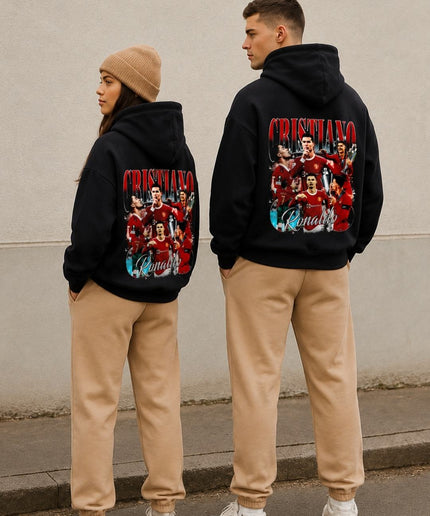 Cristiano Ronaldo #7 Manchester United Rouge Sarcelle Vintage Bootleg Collage Sweat à capuche pour adulte