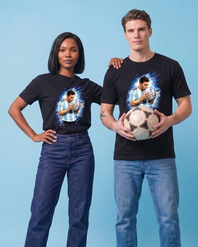 Lionel Messi Ball Kiss Argentina Fan T-Shirt
