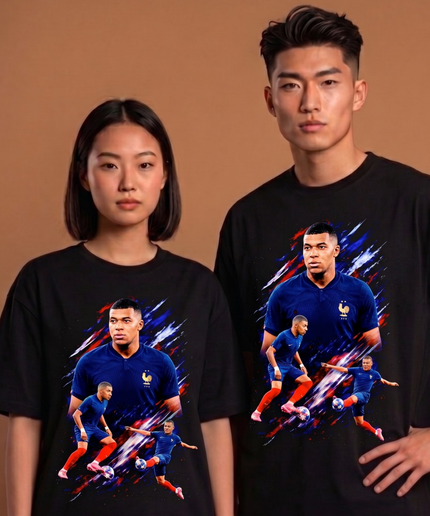 Kylian Mbappé France Multi-Action Tricolore Burst Unisex Fan T-Shirt