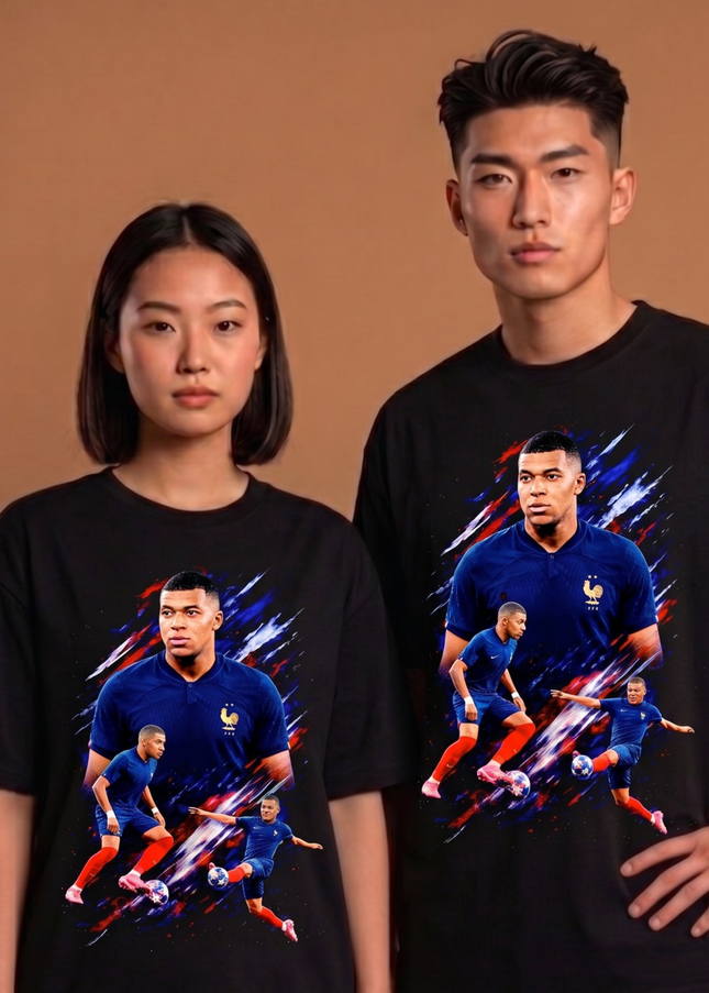 Kylian Mbappé France Multi-Action Tricolore Burst Unisex Fan T-Shirt