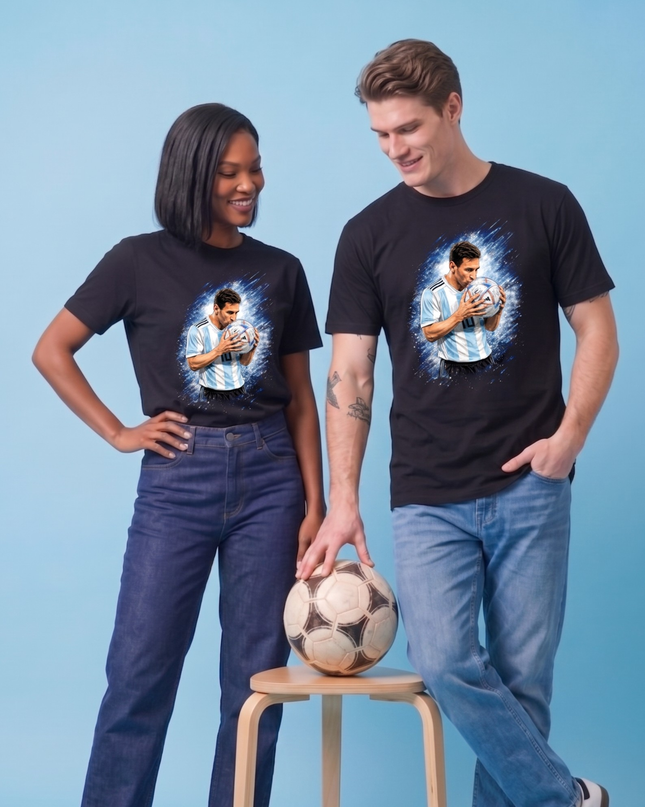 Lionel Messi Ball Kiss Argentina Fan T-Shirt