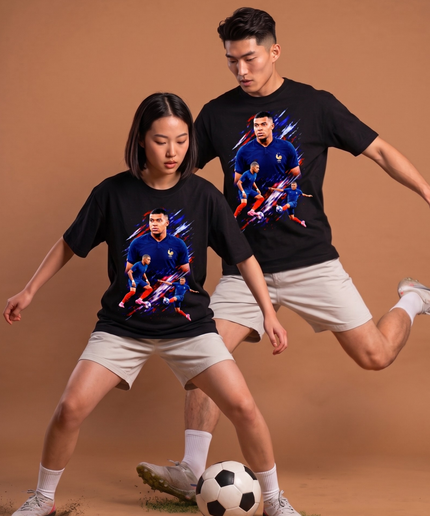 Kylian Mbappé France Multi-Action Tricolore Burst Unisex Fan T-Shirt