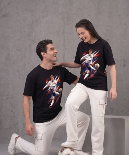 T-shirt unisexe fan David Beckham légende anglaise, signature coup de pied dynamique