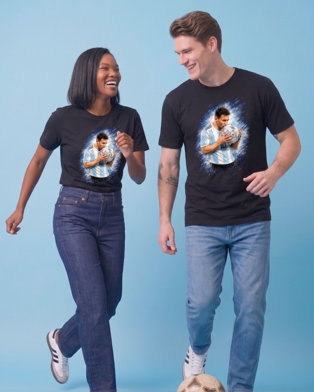 Lionel Messi Ball Kiss Argentina Fan T-Shirt