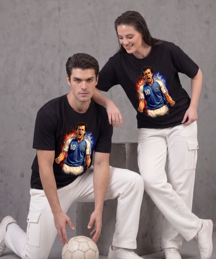 T-shirt unisexe fan Zinedine Zidane #10 France Tricolore Célébration Feu