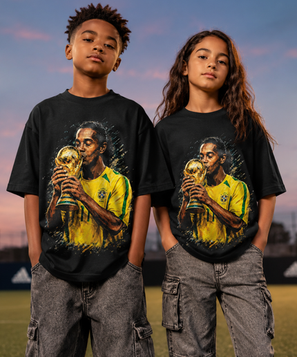 Ronaldinho World Cup Trophy Kiss Kids Fan T-Shirt