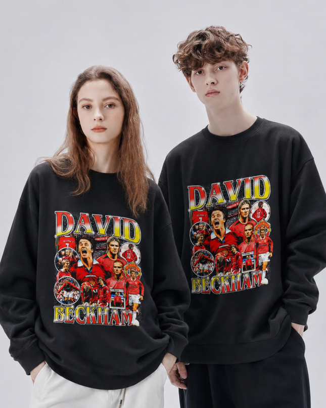 David Beckham Manchester United Retro Collage Unisex Fan Crewneck
