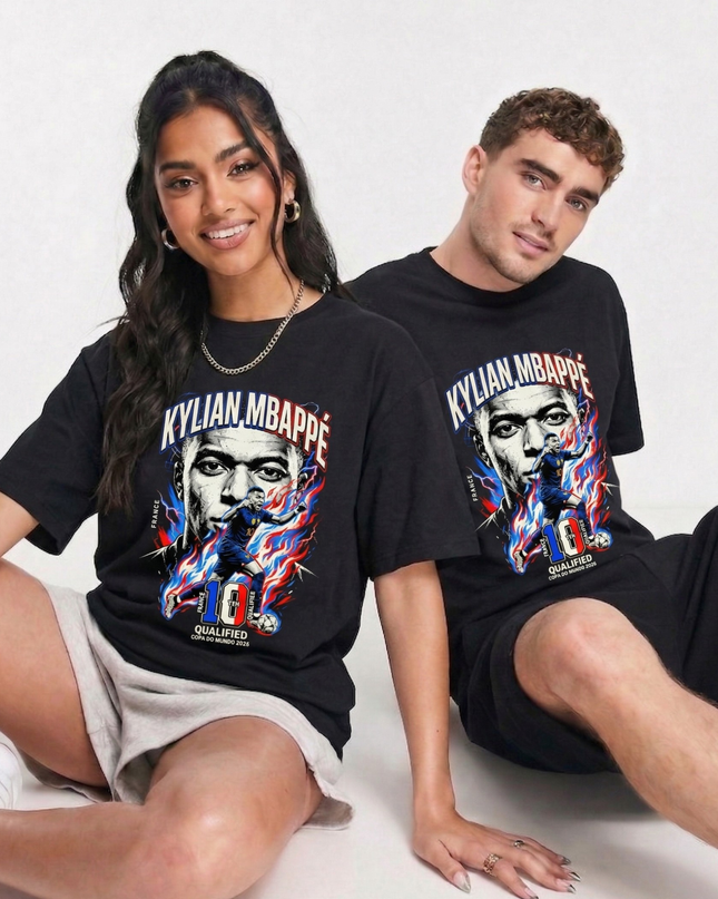 T-shirt unisexe Kylian Mbappé #10 France Coupe du Monde 2026 Qualifiée pour les fans