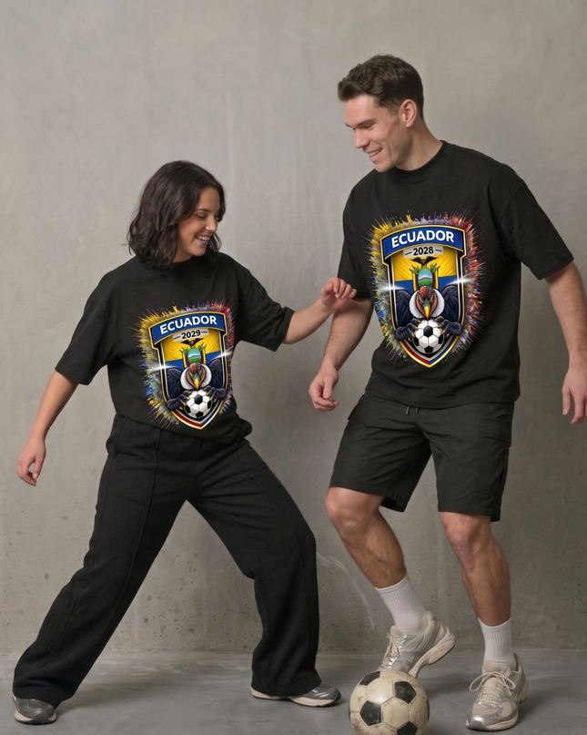 T-shirt Unisexe Fan Coupe du Monde de Football 2026 Édition Équateur Condor Shield