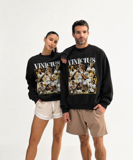 Vinícius Jr. Real Madrid Retro Collage Unisexe Col Rond pour Fans