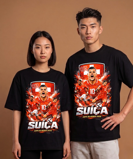 Switzerland Suíça Squad Fire Copa do Mundo 2026 Unisex Fan T-Shirt