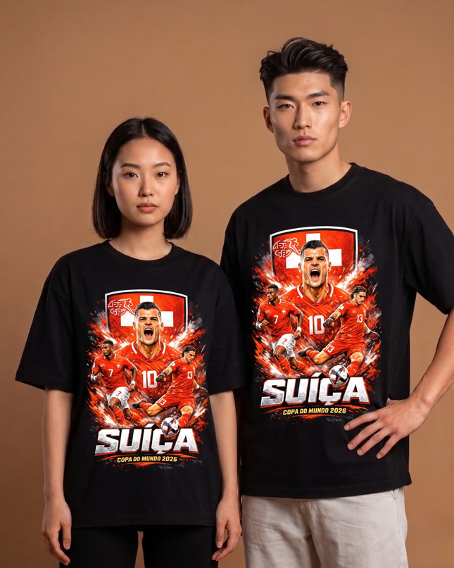 Switzerland Suíça Squad Fire Copa do Mundo 2026 Unisex Fan T-Shirt