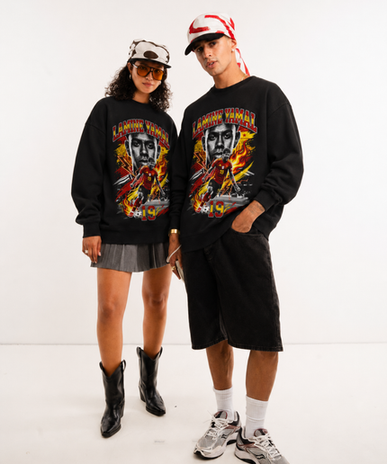 Lamine Yamal Spain Fire Bootleg Retro Collage Unisex Fan Crewneck