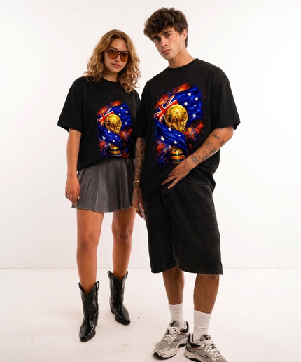 Australia World Cup Trophy Flag Fire Unisex Fan T-Shirt