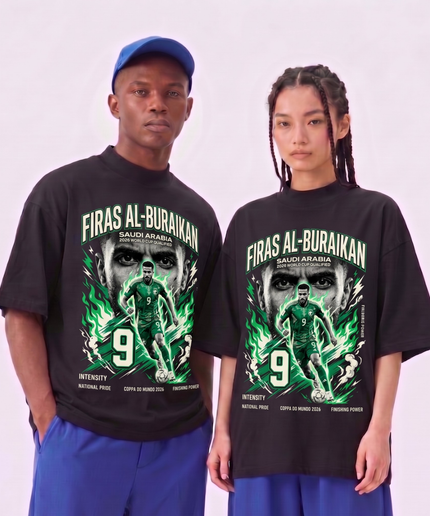 T-Shirt Unisexe Firas Al-Buraikan #9 Arabie Saoudite Qualification Coupe du Monde 2026