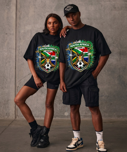 T-shirt unisexe fan de la Coupe du Monde de Football Afrique du Sud 2026 édition Blason Springbok
