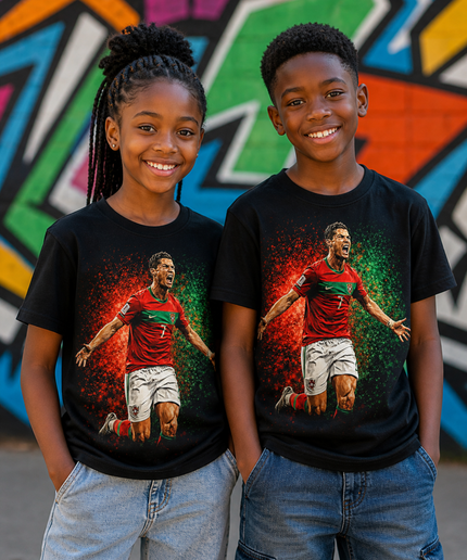Cristiano Ronaldo Portugal #7 Célébration Rugissement T-Shirt Enfant Fan