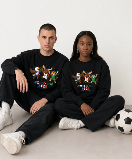 World Cup 2026 Canada USA Mexico Mascots Unisex Fan Crewneck