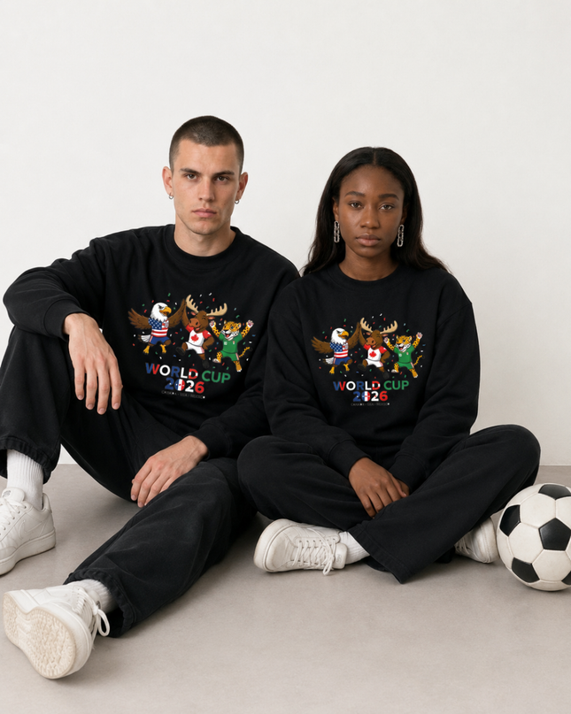 World Cup 2026 Canada USA Mexico Mascots Unisex Fan Crewneck