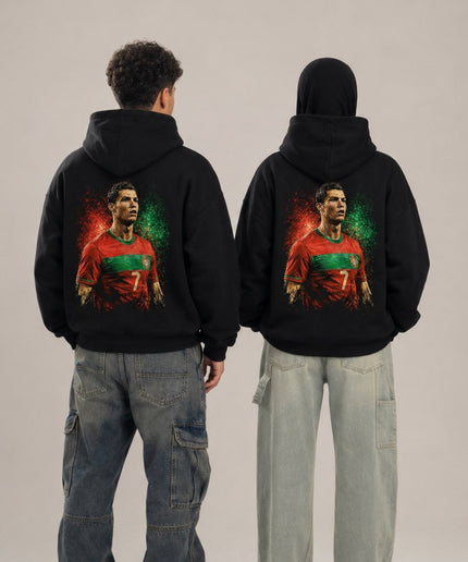 Cristiano Ronaldo #7 Portugal Intense Stare Paint Splatter Artistic Portrait Adult Fan Hoodie