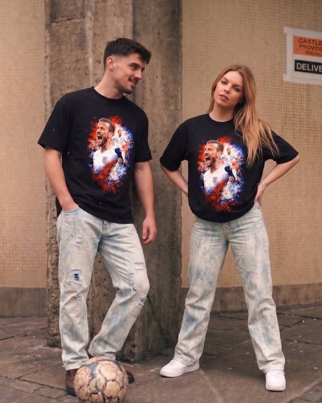 T-shirt unisexe Harry Kane Légende Anglaise Signature Célébration Rugissement Fan