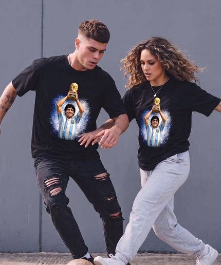Diego Maradona Trophy Lift Argentina Fan T-Shirt