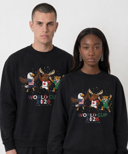 World Cup 2026 Canada USA Mexico Mascots Unisex Fan Crewneck