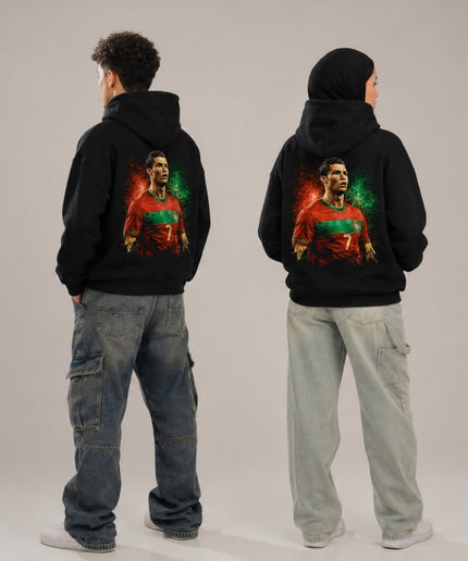 Cristiano Ronaldo #7 Portugal Intense Stare Paint Splatter Artistic Portrait Adult Fan Hoodie