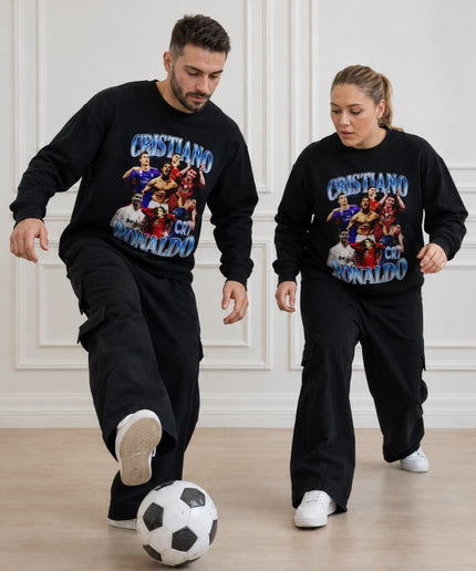 Cristiano Ronaldo Blue Chrome Bubble Arch Multi-Kit Career Collage Unisex Fan Crewneck