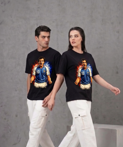 T-shirt unisexe fan Zinedine Zidane #10 France Tricolore Célébration Feu