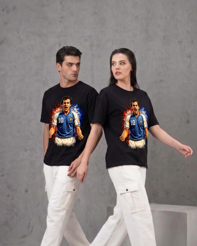 T-shirt unisexe fan Zinedine Zidane #10 France Tricolore Célébration Feu