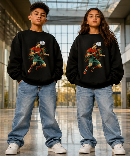 Cristiano Ronaldo Portugal #7 Header Action Paint Splash Kids Fan Crewneck