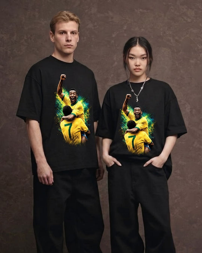 Pelé #7 Brazil Victory Celebration Unisex Fan T-Shirt