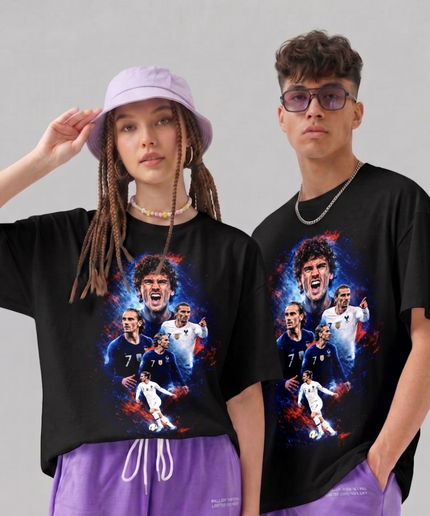 Antoine Griezmann #7 France Galaxy Multi-Action Collage Unisex Fan T-Shirt