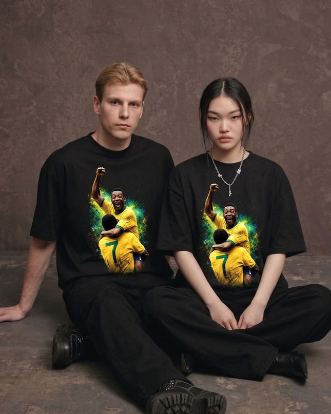 Pelé #7 Brazil Victory Celebration Unisex Fan T-Shirt