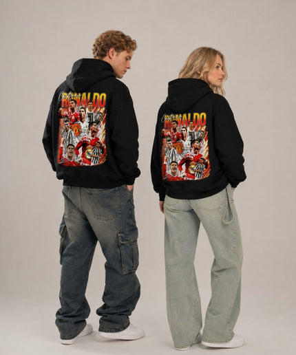 Cristiano Ronaldo Red Gold Multi-Club Career Collage Adult Fan Hoodie