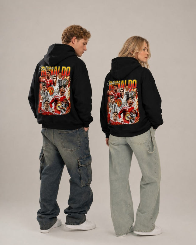 Cristiano Ronaldo Red Gold Multi-Club Career Collage Adult Fan Hoodie