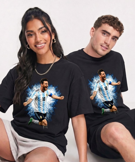 T-shirt de supporter argentin : Célébration de but de Lionel Messi