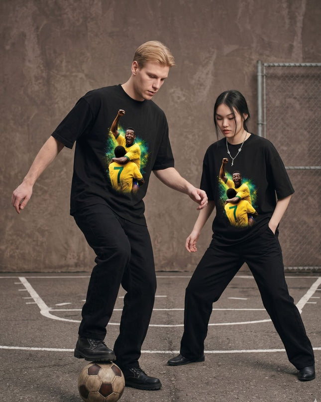 Pelé #7 Brazil Victory Celebration Unisex Fan T-Shirt