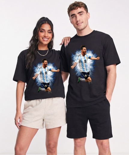T-shirt de supporter argentin : Célébration de but de Lionel Messi