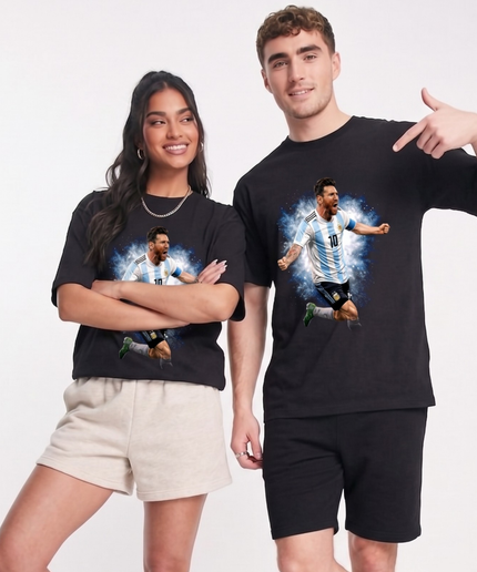 T-shirt de supporter argentin : Célébration de but de Lionel Messi