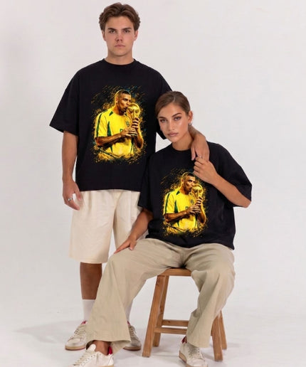 T-shirt unisexe Ronaldo R9 Brésil Coupe du Monde Baiser du Trophée Fan